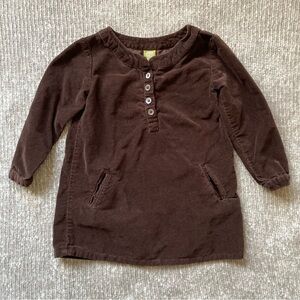 Nui‎ Organics Brown Tunic Dress 3T Long Sleeve Cotton Pockets Cottagecore